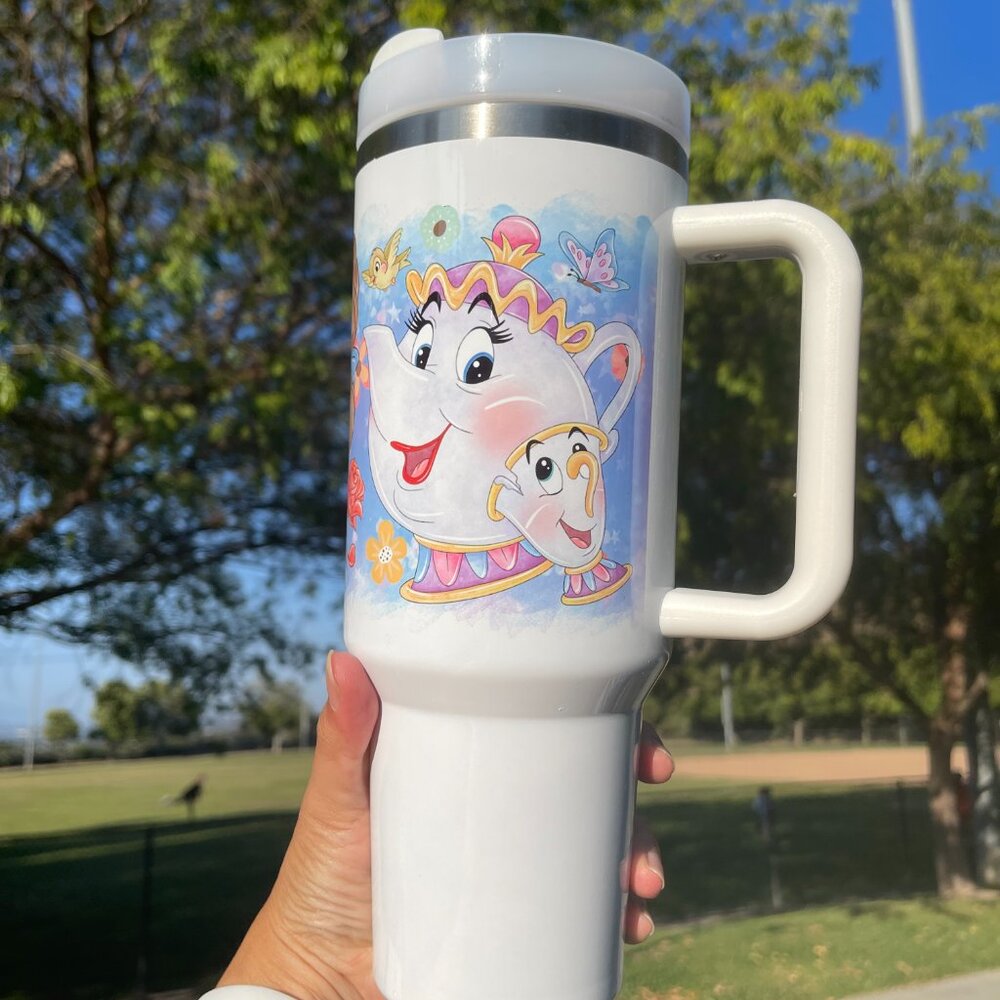 Custom 40 oz Tumbler Disney Beauty and the Beast Belle Brand new  double… - Picture 4 of 9